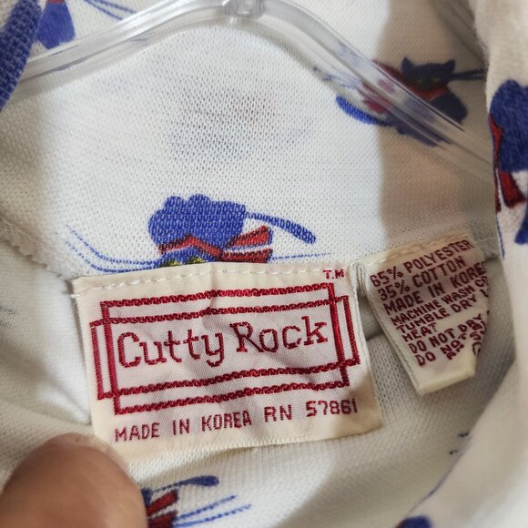 Vintage Cutty Rock Purple cat with red scarf print turtleneck woman's size small - Picture 2 of 11